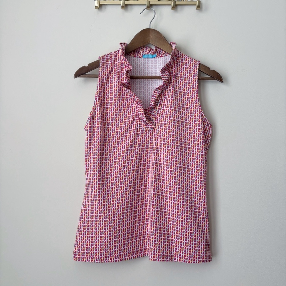 J. McLaughlin Sleeveless Durham Ruffle Top Medium